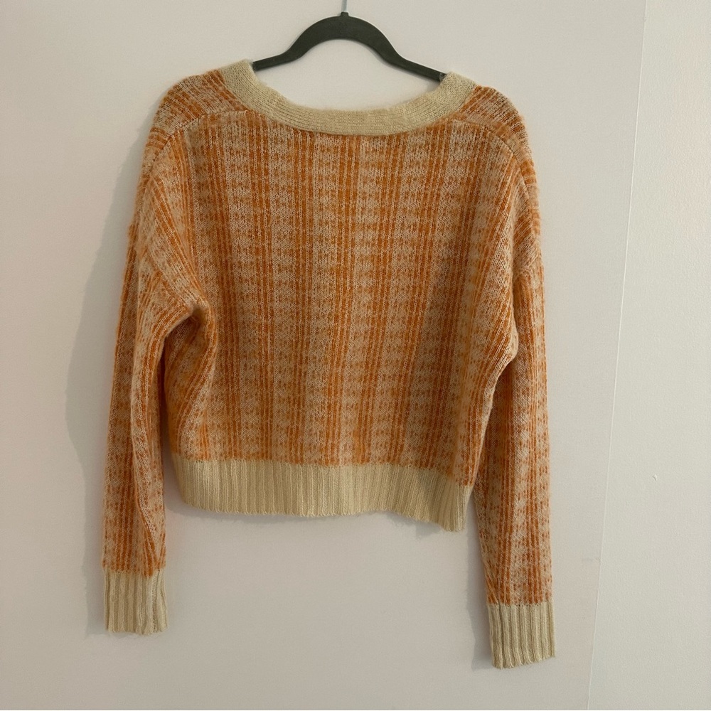 Elodie Orange and Cream Cardigan Sweater - Picture 3 of 3